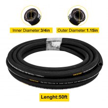 Wąż hydrauliczny VEVOR Zwijany wąż hydrauliczny 3/4" x 50 stóp Gumowy wąż hydrauliczny 3120 PSI z 2 oplotami z drutu stalowego o dużej wytrzymałości na rozciąganie Wąż hydrauliczny luzem -20 ℃ do 140 ℃