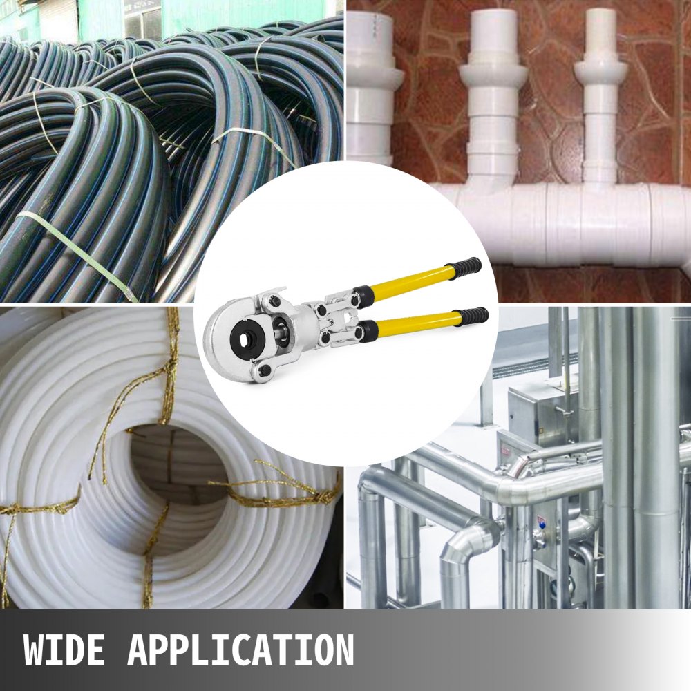 Szczypce zaciskowe VEVOR V12, V15, V22, V28, TH16, TH20, TH26, TH32 mm, szczypce zaciskowe z głowicą obrotową o 360° i ergonomicznym gumowym uchwytem, ​​przenośne szczypce do zaciskania rur, ręczne szczypce do końcówek kablowych