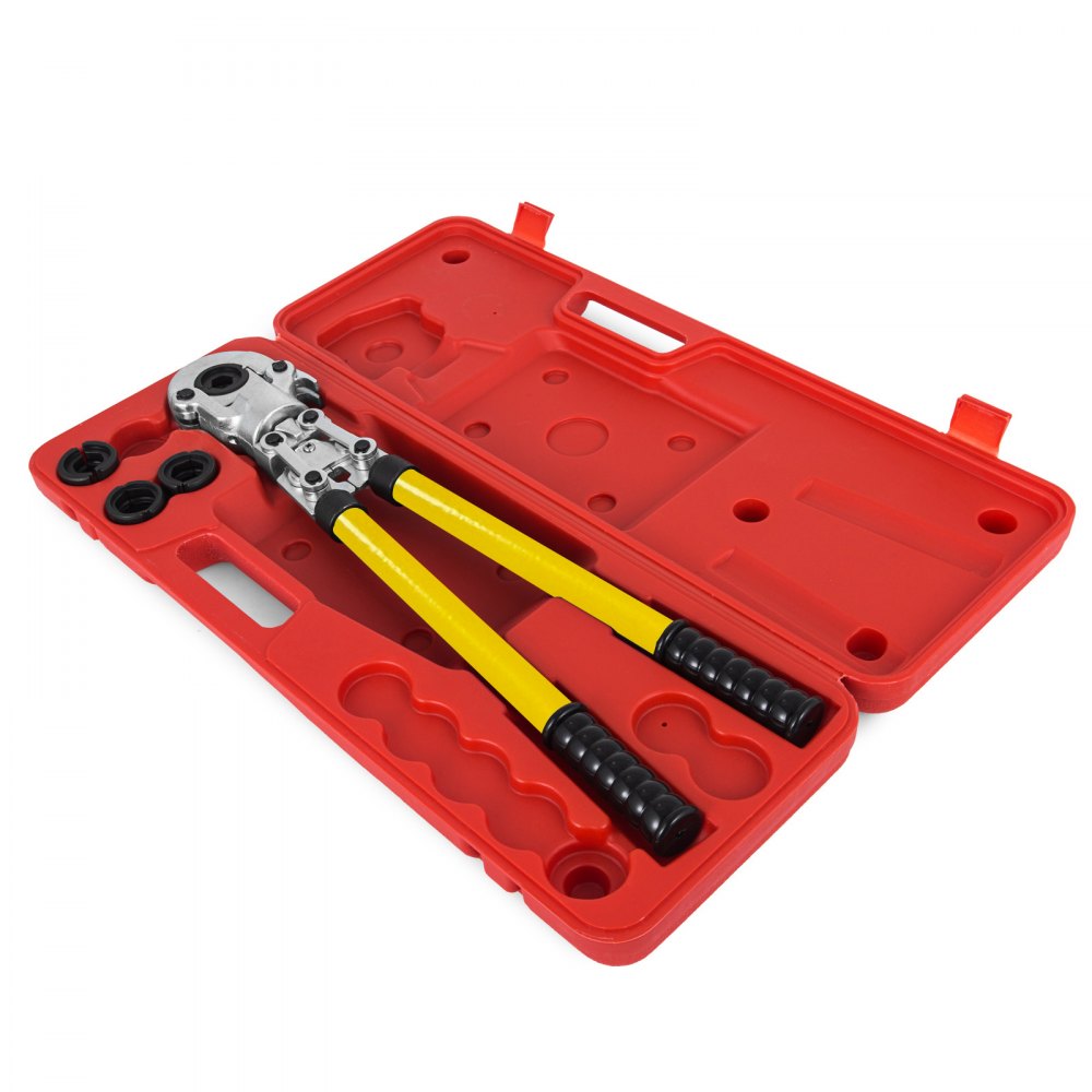 Szczypce zaciskowe VEVOR V12, V15, V22, V28, TH16, TH20, TH26, TH32 mm, szczypce zaciskowe z głowicą obrotową o 360° i ergonomicznym gumowym uchwytem, ​​przenośne szczypce do zaciskania rur, ręczne szczypce do końcówek kablowych