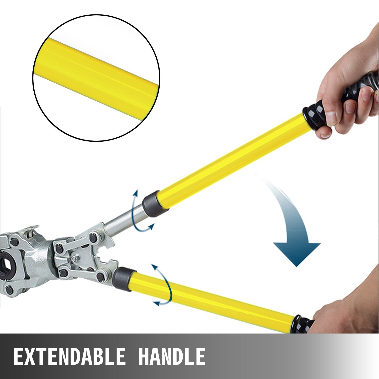 Szczypce zaciskowe VEVOR V12, V15, V22, V28, TH16, TH20, TH26, TH32 mm, szczypce zaciskowe z głowicą obrotową o 360° i ergonomicznym gumowym uchwytem, ​​przenośne szczypce do zaciskania rur, ręczne szczypce do końcówek kablowych