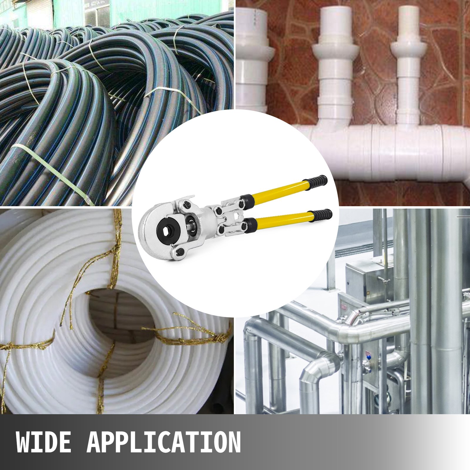 Szczypce zaciskowe VEVOR V12, V15, V22, V28, TH16, TH20, TH26, TH32 mm, szczypce zaciskowe z głowicą obrotową o 360° i ergonomicznym gumowym uchwytem, ​​przenośne szczypce do zaciskania rur, ręczne szczypce do końcówek kablowych