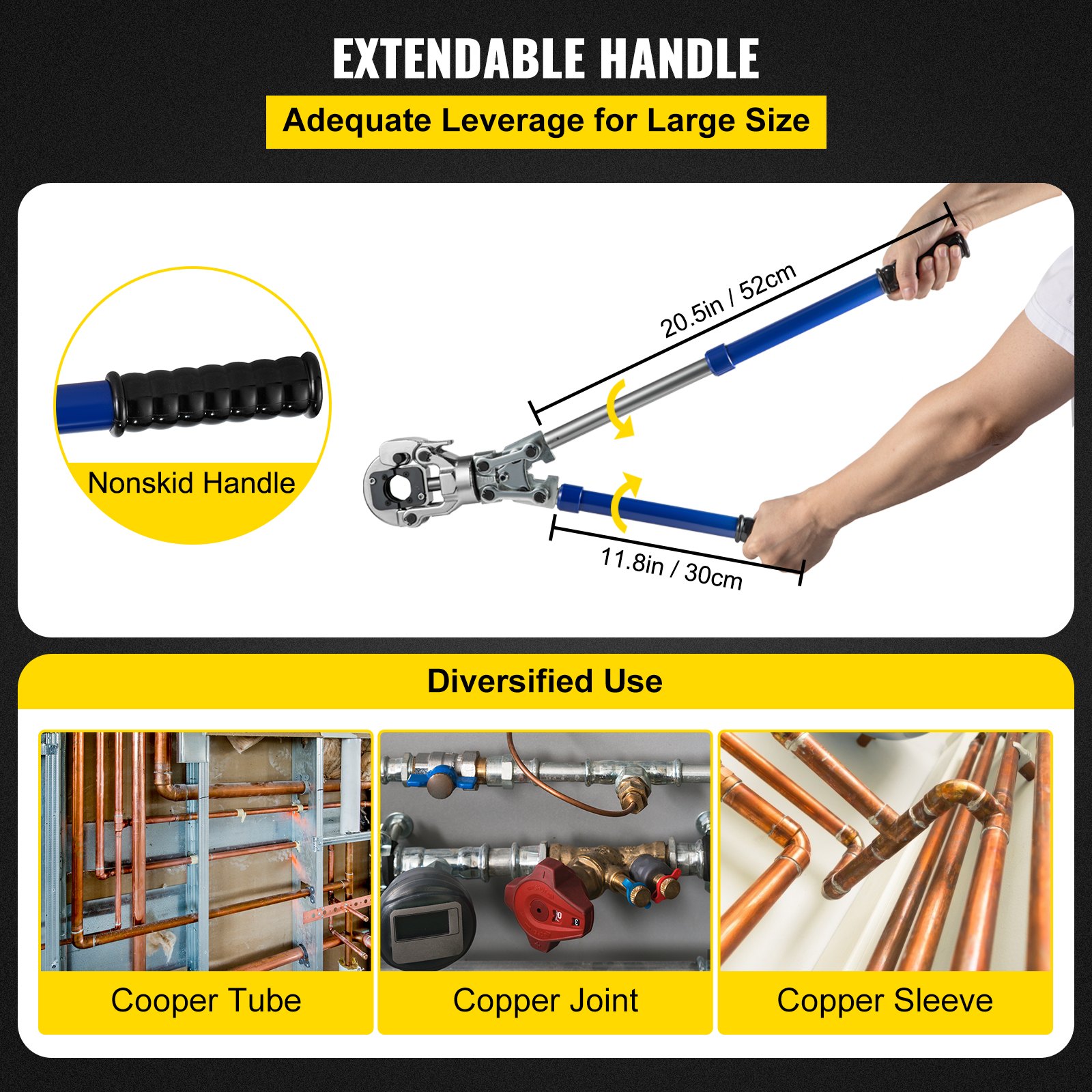Szczypce do zaciskania VEVOR szczypce do zaciskania szczypce do zaciskania rur szczypce do zaciskania rur 1/2" 3/4" 1" miedź