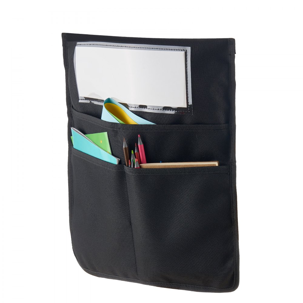 Krzesło szkolne VEVOR z kieszenią, 12 szt., 47 x 51 cm, kieszeń na oparcie z etykietą na imię, organizer na oparcie krzesła dla dzieci do klasy, przedszkola, szkoły i domu, kolor czarny