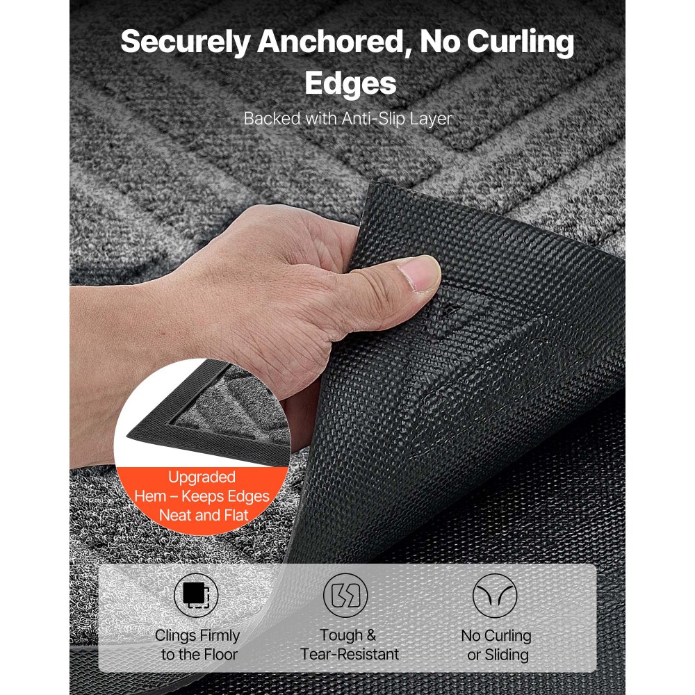 VEVOR Front Door Mat, 1562 x 914 mm Commercial Floor Mat for Indoor and Outdoor, Modern Stylish Carpet with TPE Backing, Heavy Duty Washable Entry Industrial Rug for Hallway, Balcony, Garage, Grey