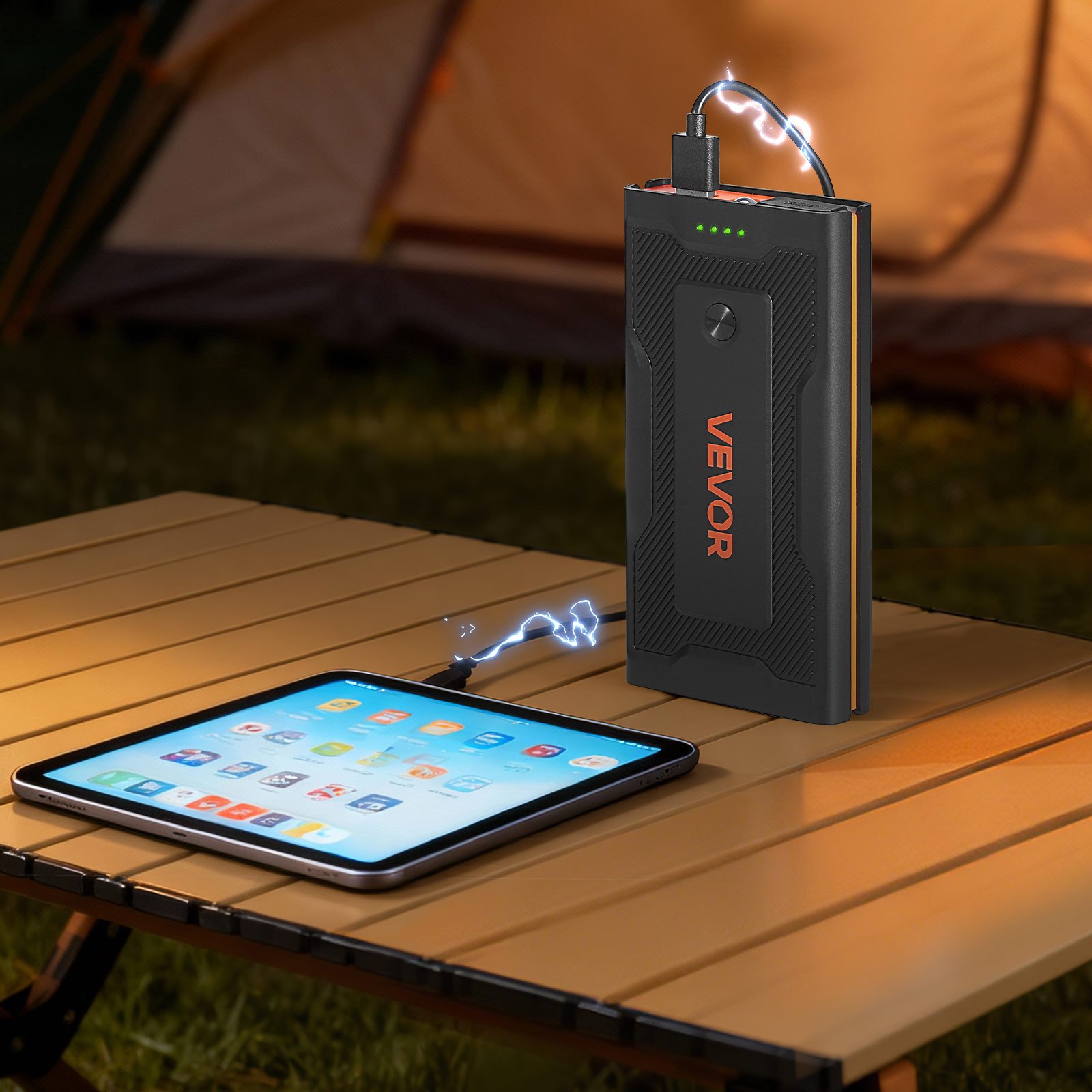 VEVOR Power Bank, urządzenie rozruchowe o szczytowym natężeniu prądu 1000 A z latarką LED i kablem do silników benzynowych o pojemności do 5 l/diesla o pojemności do 3 l, przenośne urządzenie wspomagające z szybkim ładowaniem i zabezpieczeniem do użytku w sytuacjach awaryjnych