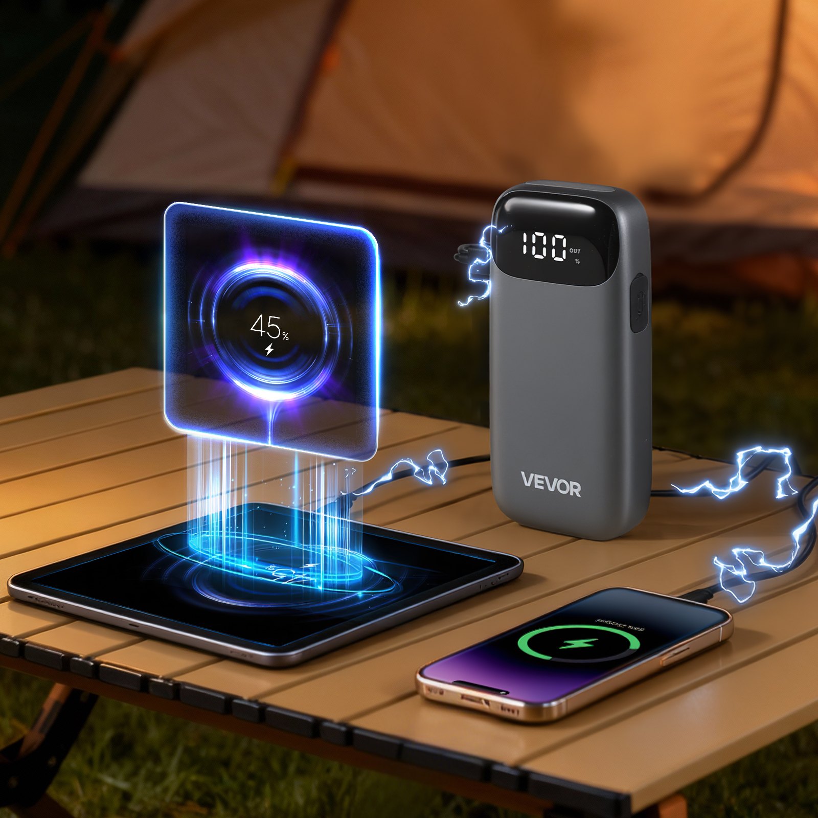 VEVOR Power Bank, urządzenie rozruchowe o szczytowym natężeniu prądu 6000 A z latarką LED i kablem do silników o pojemności do 10 l z silnikiem Diesla/benzyny, wzmacniacz akumulatora samochodowego z szybkim ładowaniem i zabezpieczeniem na wypadek sytuacji awaryjnych