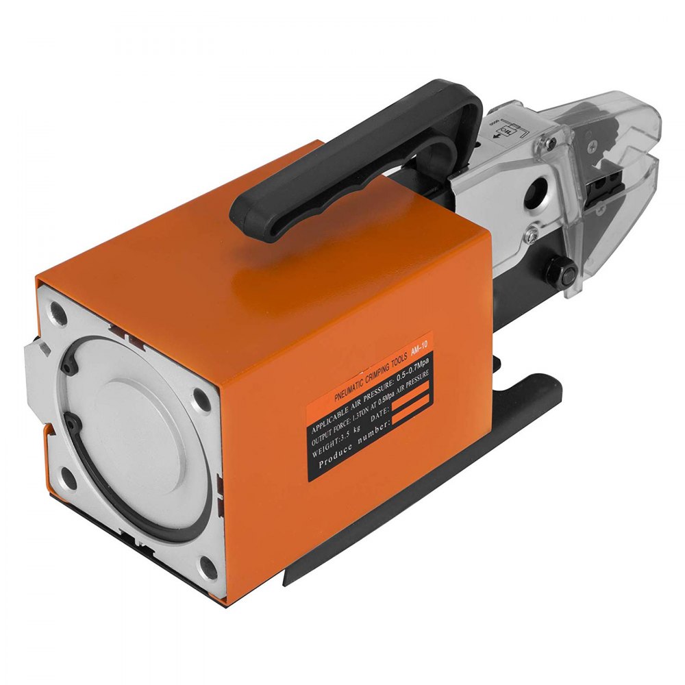 VEVOR Pneumatic Crimping Tool Am-10, Air-powered cable lug crimping machine for crimping up to 16 mm², Pneumatic crimping pliers machine with 10 die sets