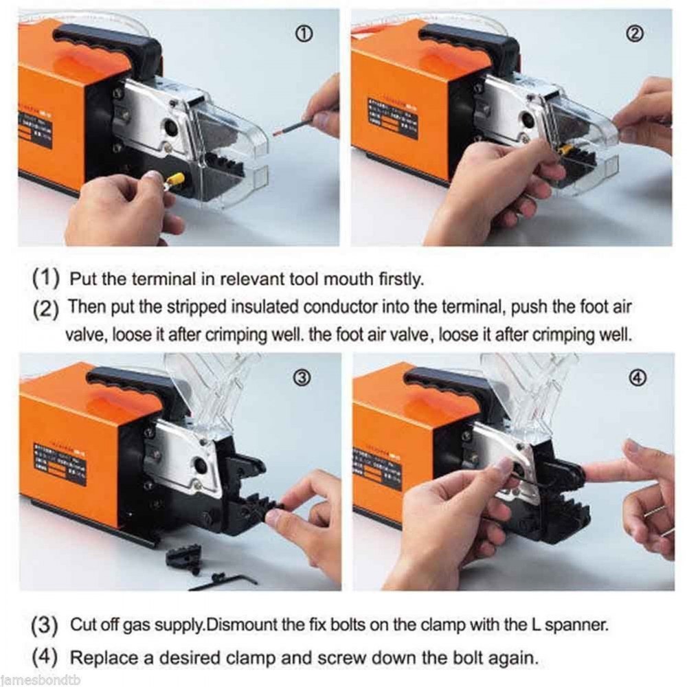 VEVOR Pneumatic Crimping Tool Am-10, Air-powered cable lug crimping machine for crimping up to 16 mm², Pneumatic crimping pliers machine with 10 die sets