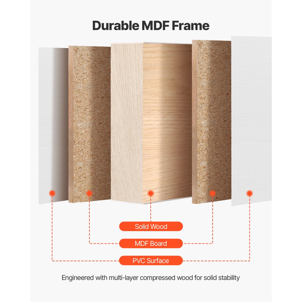 Drzwi przesuwne VEVOR 1219 mm x 2032 mm (pasujące do otworu), drzwi przesuwne z matowym szkłem, z zestawem montażowym, lite drewno i płyta MDF z wodoodporną powierzchnią z PVC do szafek, białe