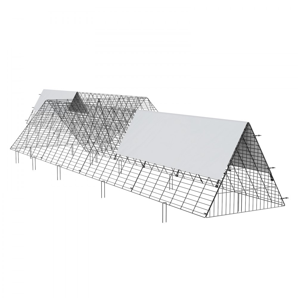 Tunel dla kur VEVOR, 729 x 200 x 61,5 cm, kurnik do ogrodu, przenośny wybieg zewnętrzny z ramą narożną, 2 zestawy, odpowiedni dla kur, kaczek i królików