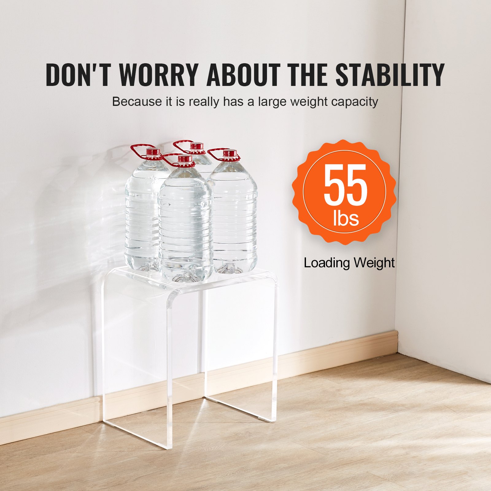 VEVOR Stolik kawowy akrylowy 415 x 305 x 460 mm, stolik boczny w kształcie litery U, przezroczysty stolik kawowy na napoje, jedzenie, przekąski, stosowany w salonie, sypialni, gabinecie itp.
