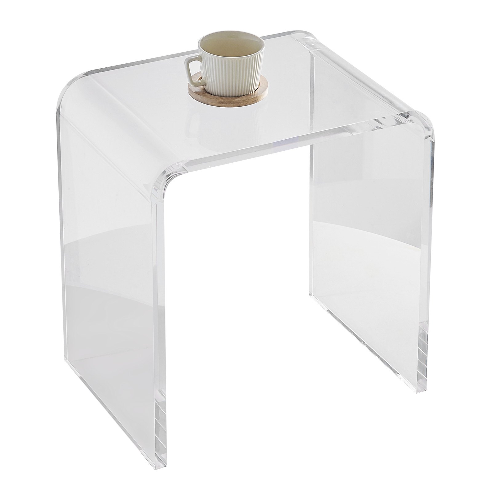 VEVOR Stolik kawowy akrylowy 415 x 305 x 460 mm, stolik boczny w kształcie litery U, przezroczysty stolik kawowy na napoje, jedzenie, przekąski, stosowany w salonie, sypialni, gabinecie itp.