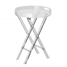 Akrylowy składany stół VEVOR z tacą φ40 x 58 cm, akrylowy stolik boczny ze składaną nogą w kształcie litery X, akrylowy stolik boczny na kawę, napoje, jedzenie, przekąski, stolik kawowy do salonu, sypialni itp.