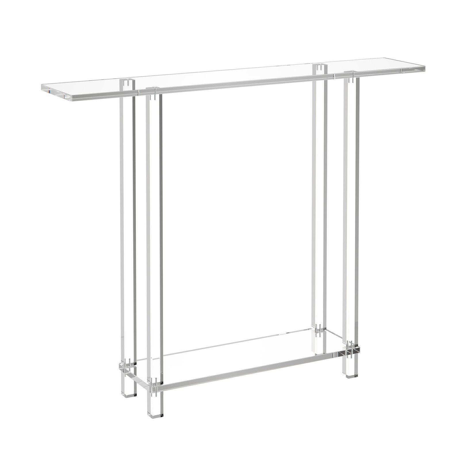 VEVOR Acrylic Console Table, 2 Tiers Narrow Side Desk with Bottom Open Storage, Modern Rectangle Acrylic End Table, Transparent Entry Desk for Foyer, Hallway, Living Room, 19.3 x 100 x 80 cm (Clear)