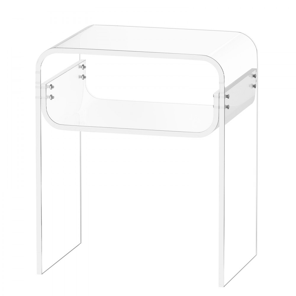 VEVOR Acrylic Side Table, 2 Tiers Clear Bedside Table with Storage Shelf, Modern Rectangle Acrylic End Desk, Transparent Thick Nightstand for Bedroom, Living Room, Study, 30 x 40 x 50 cm (Clear)