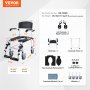 VEVOR Shower Toilet Wheelchair with 4 Lockable Wheels, Footrests, Foldable Arms, 3-Stage Height Adjustable, Removable 5-Liter Bucket, 158.8 kg Capacity, Toilet Chair