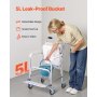 VEVOR Krzesło toaletowe przyłóżkowe, nośność 159 kg, rolowane, podnoszone siedzisko sedesowe z wyściełanym siedziskiem/oparciem/składanym podnóżkiem, wyjmowane wiadro o pojemności 5 l, wózek prysznicowy dla seniorów