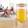 VEVOR Beverage Dispenser (1 x 8 L) for Parties, Juice Dispenser (made of glass) with drip-proof tap & wooden stand, Water Dispenser for Restaurants, Parties, Lemonade, Iced Tea, Homemade Drinks Dispenser