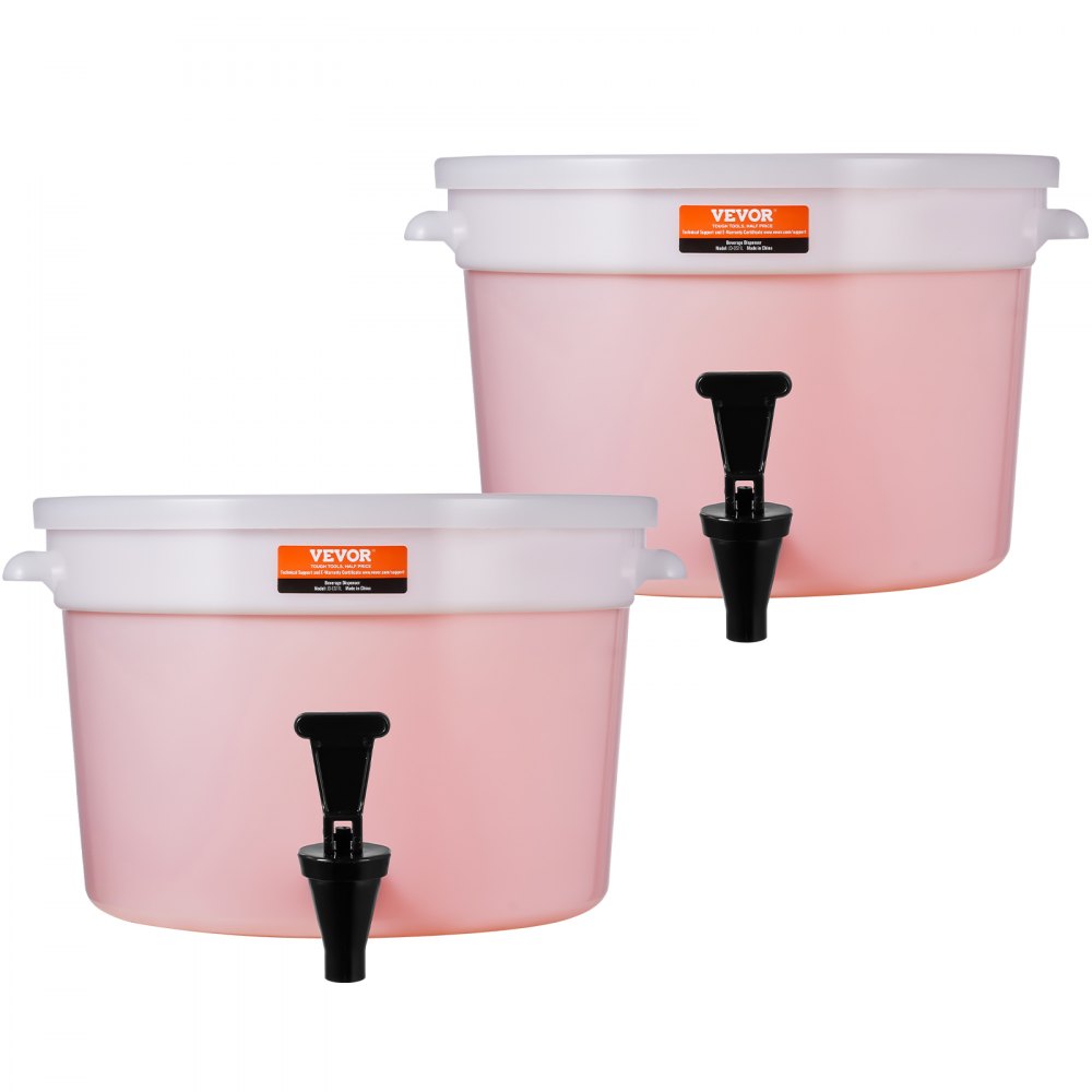 Dystrybutor napojów VEVOR, 11-litrowy dozownik do napojów na imprezy, plastikowy dozownik do soków z kranem i pokrywką, dozownik do wody z mrożoną herbatą i lemoniadą, do restauracji, hoteli, na imprezy, 2 sztuki