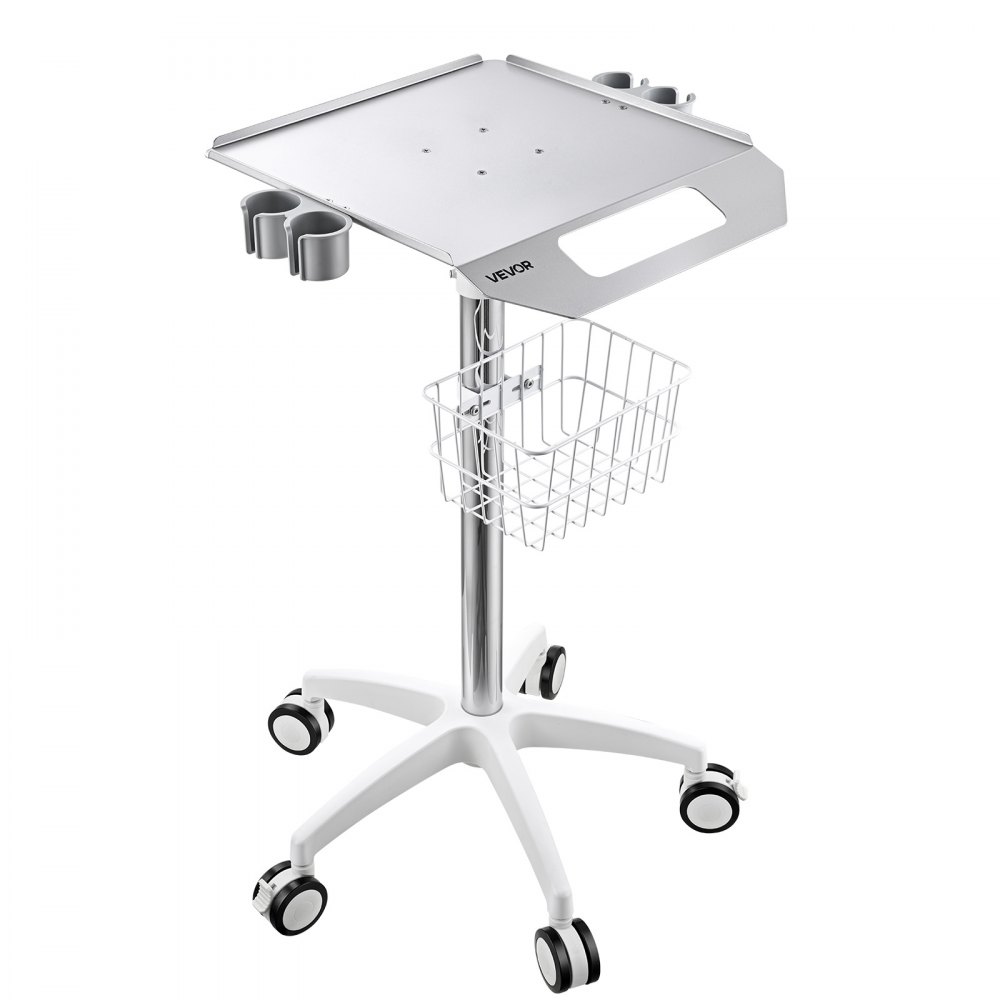 Wózek medyczny VEVOR 30 kg Wózek laboratoryjny Wózek medyczny 915–1125 mm, do kliniki, szpitala, laboratorium, podnośnik pneumatyczny, regulowana wysokość, wózek z koszem do przechowywania, koła obrotowe 360°