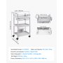 Wózek medyczny VEVOR 50 kg Wózek laboratoryjny Wózek medyczny 60x34x88 cm, wózek transportowy do kliniki, szpitala, salonu kosmetycznego, laboratorium, wózek kosmetyczny z półkami, szufladą, kółkami, tworzywo PP
