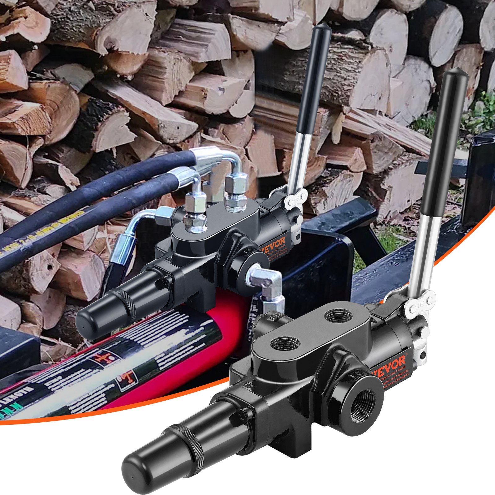 VEVOR Hydraulic Log Splitter Valve, 1 Coil, 25 GPM Hydraulic Directional Control Valve, 3626 PSI Hydraulic Loader Valve, Hydraulic Joystick Control Valve for Small Tractors, Loaders, Log Splitters