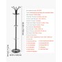 VEVOR Freestanding Coat Rack, Metal Coats Rack Stand with Umbrella Holder, Stable Marble Base & 14 Hooks, Hall Coat Tree for Entryway, Bedroom, Living Room, Stylish Coats Hanger for Hats, Scarves, Bag