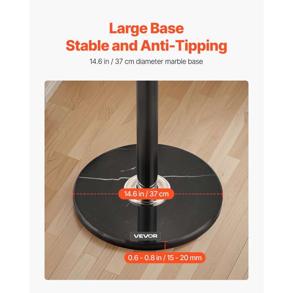 Wieszak na ubrania VEVOR, 370 x 370 x 1800 mm, z marmurową podstawą i 6 haczykami, do przedpokoju, sypialni, biura, salonu, na płaszcze, kapelusze i torby