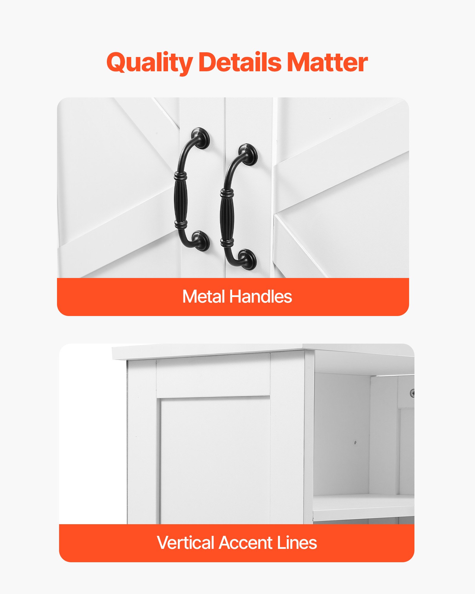 Szafka łazienkowa VEVOR 4-poziomowa drewniana z 2 drzwiami i regulowaną półką, szafka dolna do kuchni/salonu/przedpokoju, wolnostojąca szafka kuchenna, biała