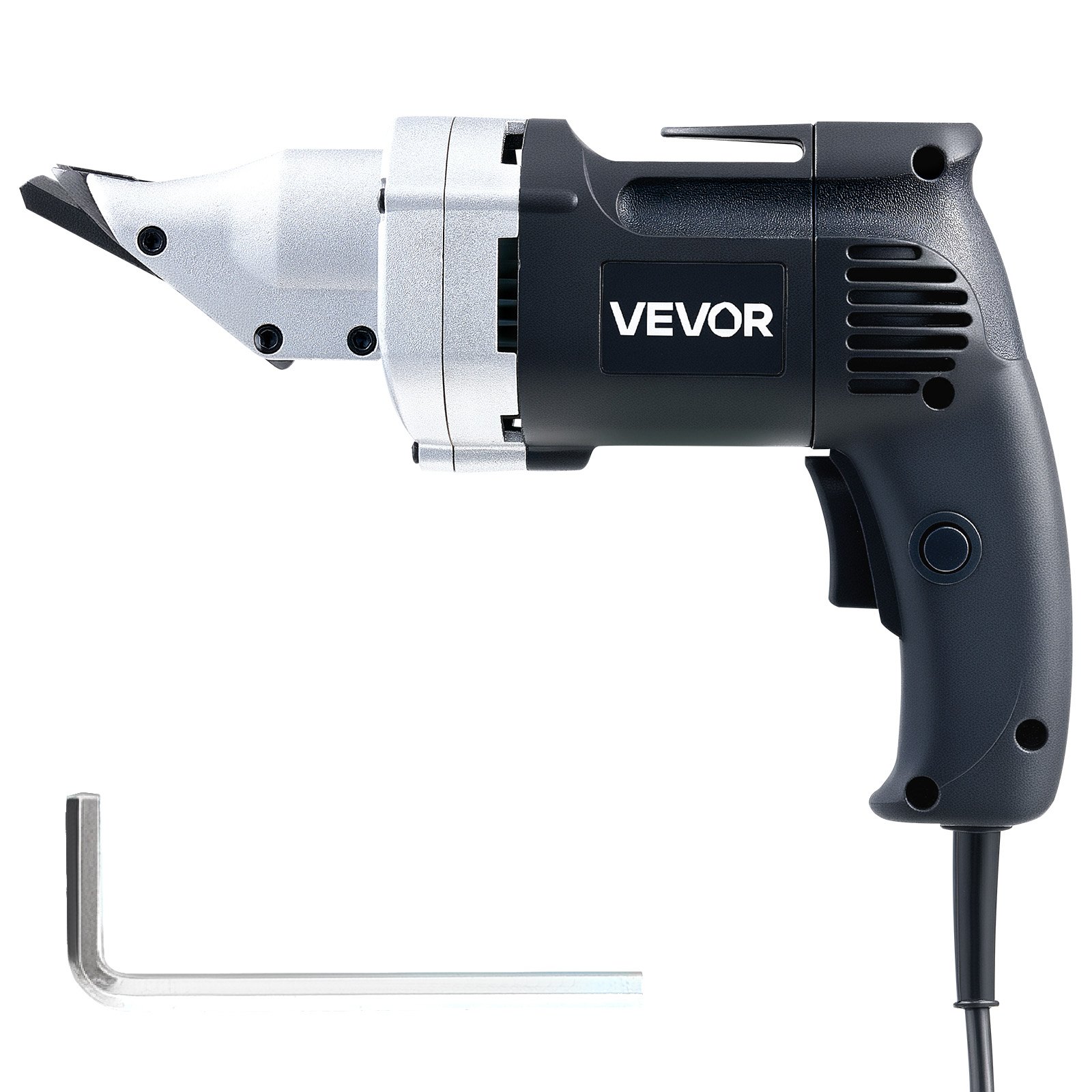 VEVOR Electric Metal Shear, 4.0-Amp Corded Sheet Metal Cutter with 360-Degree Swivel Head, Variable Speed, Continuous Cutting, Clean Cut for 1.22 mm Galvanized Steel, 1 mm Stainless Steel, 2500 SPM