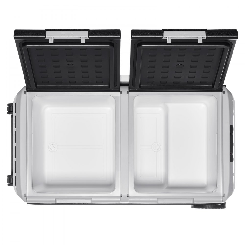 VEVOR 12 Volt Car Refrigerator, 95L Car Fridge, Dual Zone Portable Electric Cooler with Wheels and Handle, -20℃ to 20℃, 12/24V DC 100-240V AC Compressor Freezer for Outdoor, Camping, Travel, RV