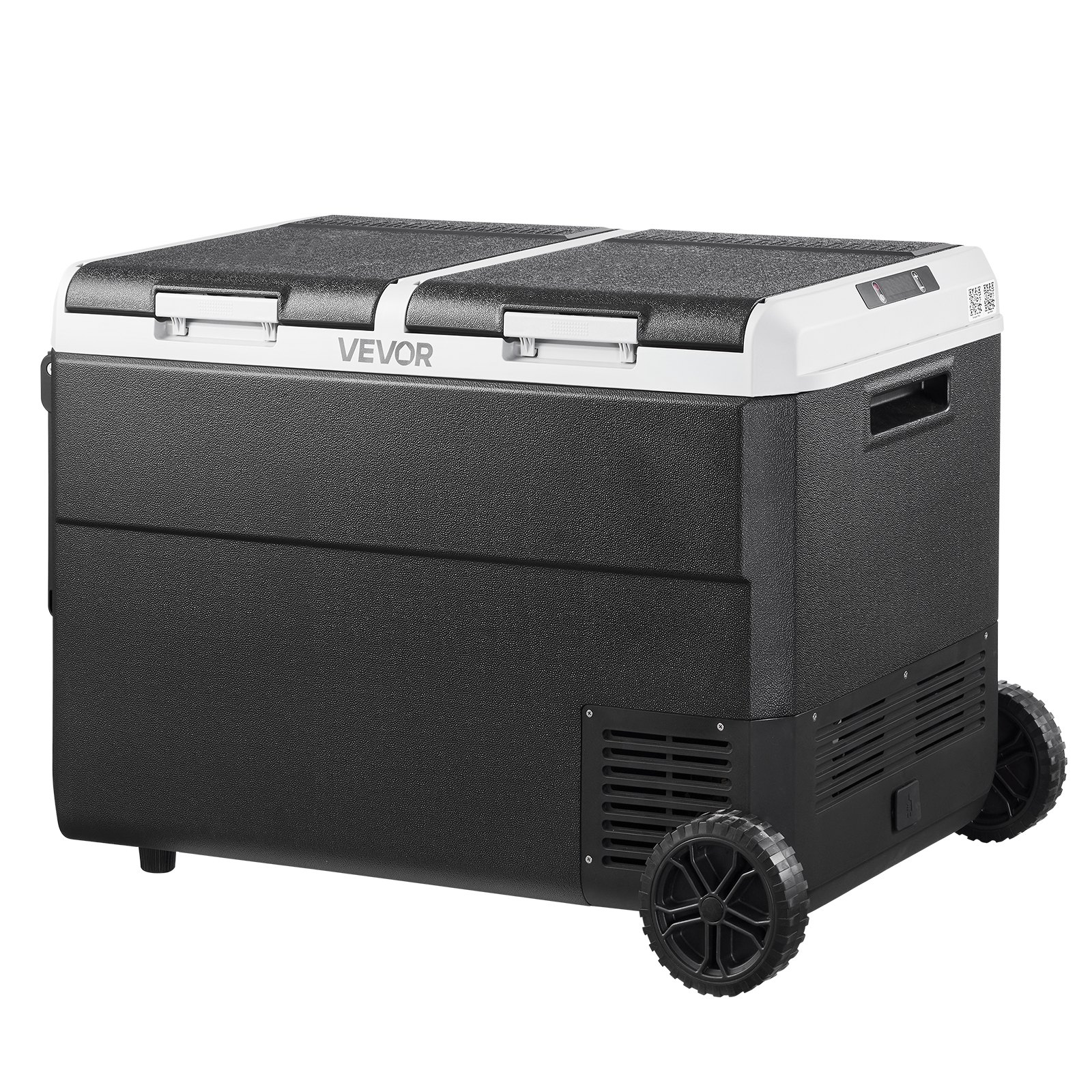 VEVOR 12 Volt Car Refrigerator, 95L Car Fridge, Dual Zone Portable Electric Cooler with Wheels and Handle, -20℃ to 20℃, 12/24V DC 100-240V AC Compressor Freezer for Outdoor, Camping, Travel, RV