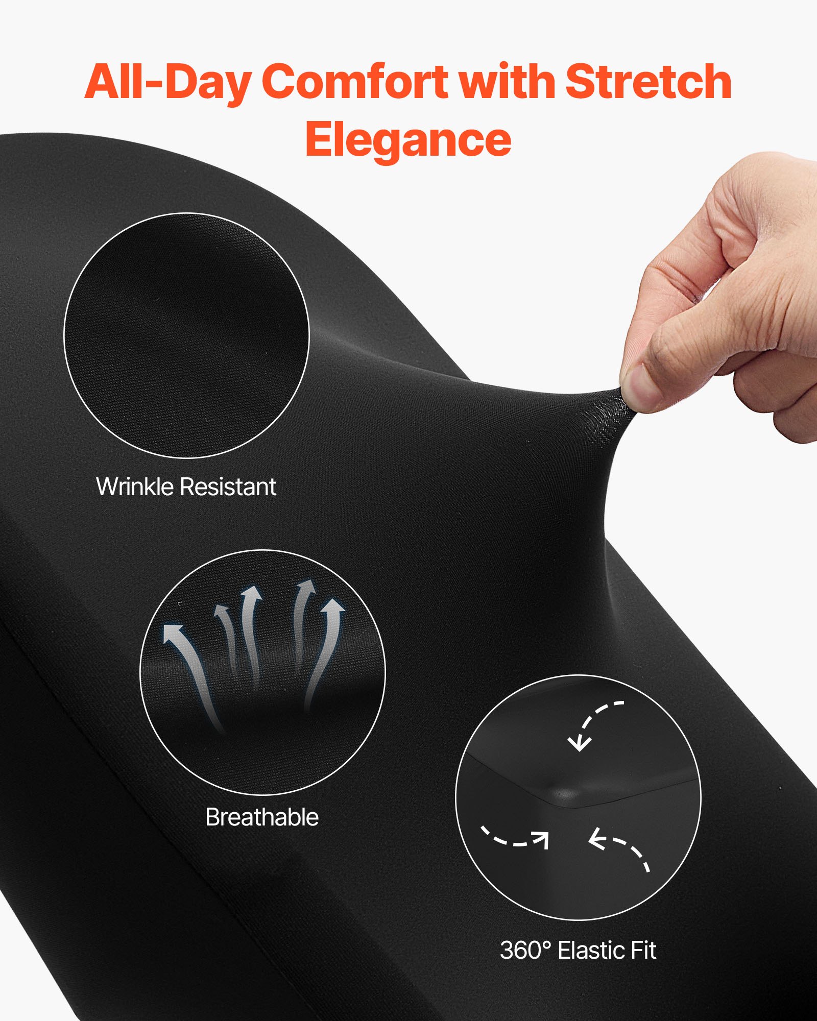 Pokrowce na krzesła VEVOR, 30 sztuk, zmywalne i zdejmowane pokrowce na krzesła z poliestru i spandexu na wesela, bankiety w jadalniach i restauracjach, pasujące do krzeseł (46 x 50 x 86 cm), czarne