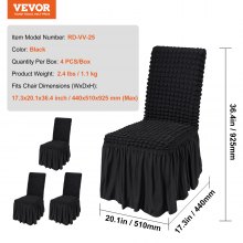 Pokrowce na krzesła VEVOR wykonane z elastycznego spandexu, uniwersalny pokrowiec na krzesło ze spódnicą, zdejmowane i nadające się do prania pokrowce, na wesele, wakacje, bankiet, imprezę, uroczystość, jadalnię (zestaw 4 szt., czarny)