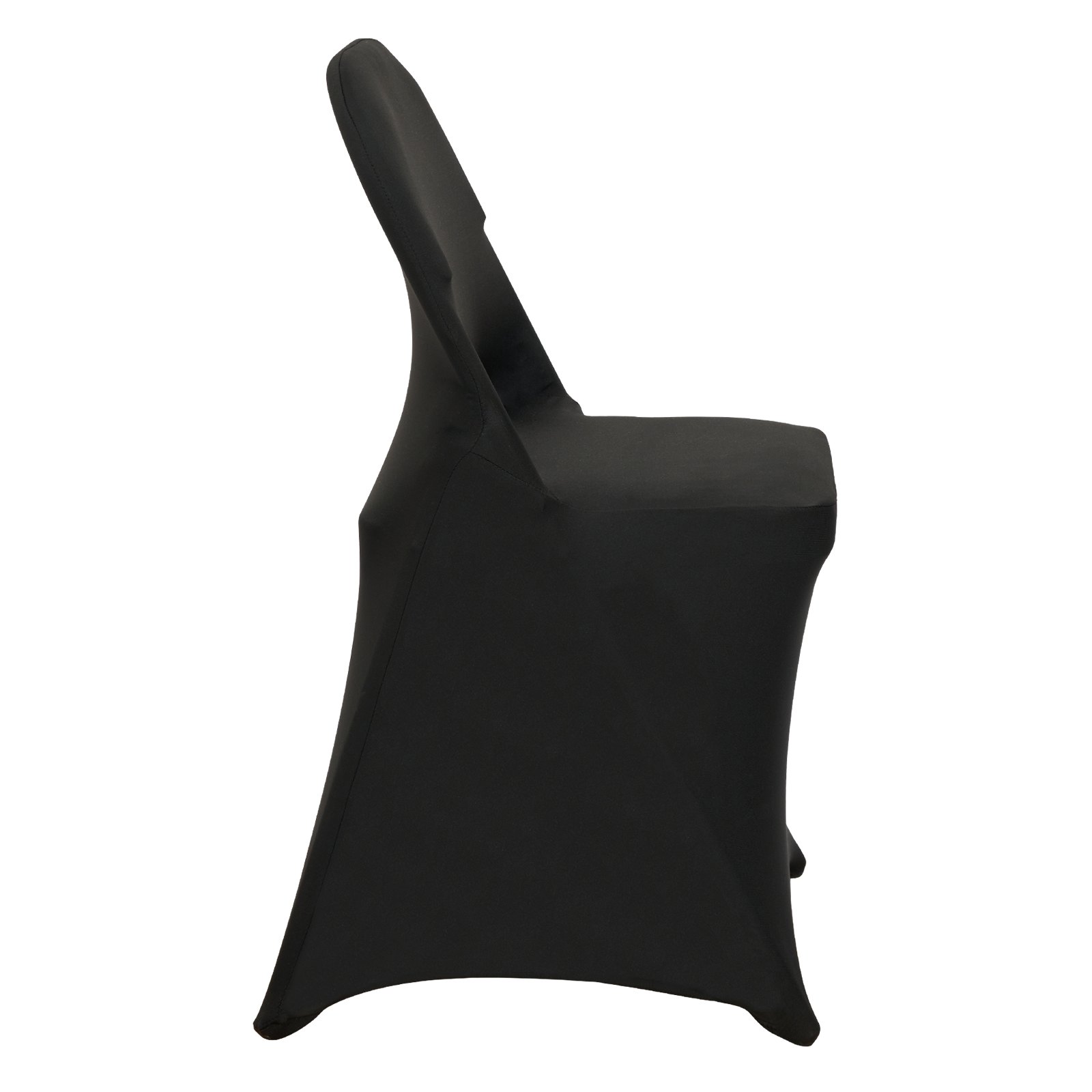 Pokrowce na krzesła składane VEVOR z elastycznego spandexu, uniwersalne, z krótkim przodem, zdejmowane i nadające się do prania, na wesela, święta, imprezy, uroczystości (opakowanie 50 sztuk, czarne)