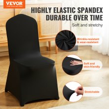 Pokrowce na krzesła VEVOR wykonane z elastycznego spandexu na krzesła składane, uniwersalne pokrowce na krzesła, zdejmowane i nadające się do prania pokrowce na wesela, święta, przyjęcia, uroczystości, jadalnia (zestaw 50 sztuk, czarny)