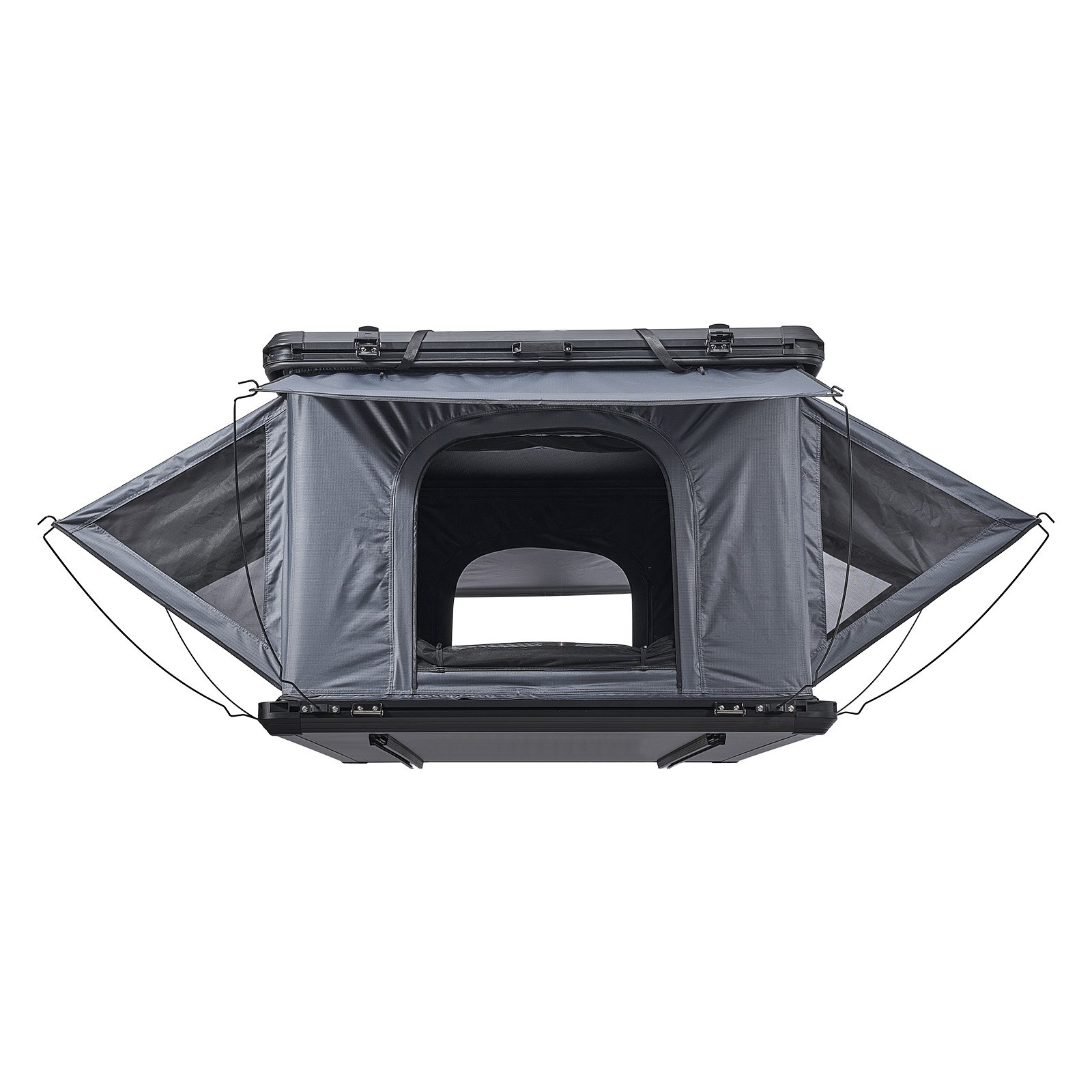 VEVOR Twardy namiot dachowy dla 2-3 osób, aluminiowy namiot kempingowy z trójkolorowym oświetleniem LED i 2 oknami, wodoodporny i wiatroszczelny, do samochodów Jeep SUV Pickup, 212 x 132 x 95 cm (rozłożony)