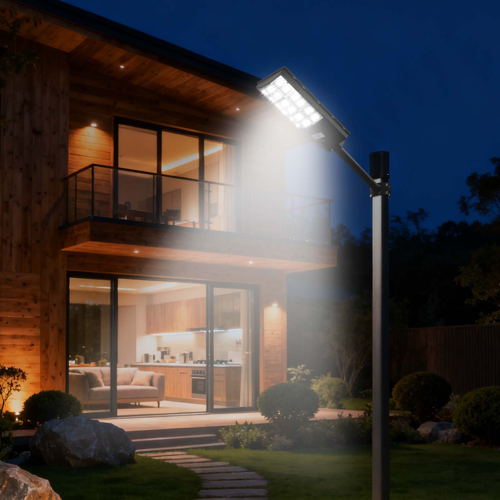 VEVOR Solarna lampa uliczna 900000 lm, lampa uliczna 12 kW, lampa solarna z czujnikiem zmierzchu, reflektor LED z czujnikiem ruchu, IP65, szerokokątne oświetlenie zewnętrzne, do podjazdów i ogrodów