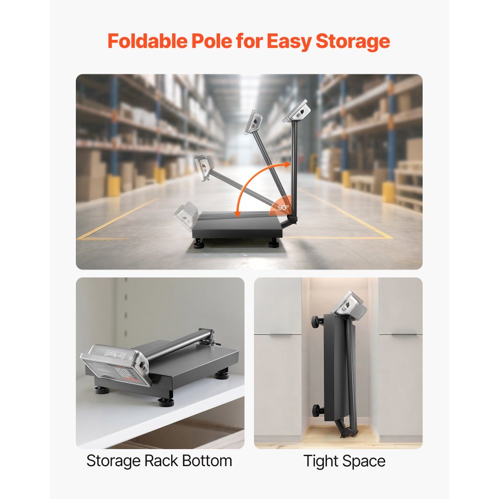 VEVOR Cyfrowa waga platformowa, udźwig 300 kg, wysoka dokładność 50 g, elektroniczna waga podłogowa z podziałką LB/KG, funkcja tarowania, kalkulator cen, zasilanie AC/DC, odpowiednia do bagażu, wysyłki, paczek, przesyłek pocztowych