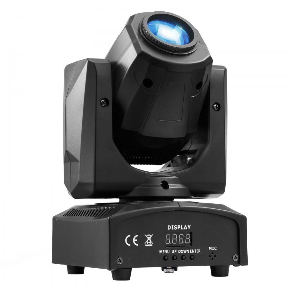 VEVOR Ruchoma głowica LED 30W RGB, reflektor sceniczny LED z 8 kolorami, czarny, obrotowy reflektor na imprezy, wesela, kluby i scenę, stroboskopowe światło dyskotekowe z 8 gobosami, sterowanie DMX512 i sterowanie dźwiękiem