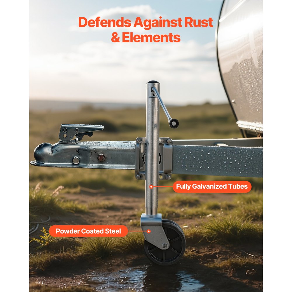 VEVOR Trailer Jack with Wheel, 907 kg Load Capacity, Heavy Duty Swivel Boat Trailer Jack with PP Dual Wheel & Ergonomic Handle, 381-685 mm Lift Range, Fit for RVs, Boats and Utility Trailers