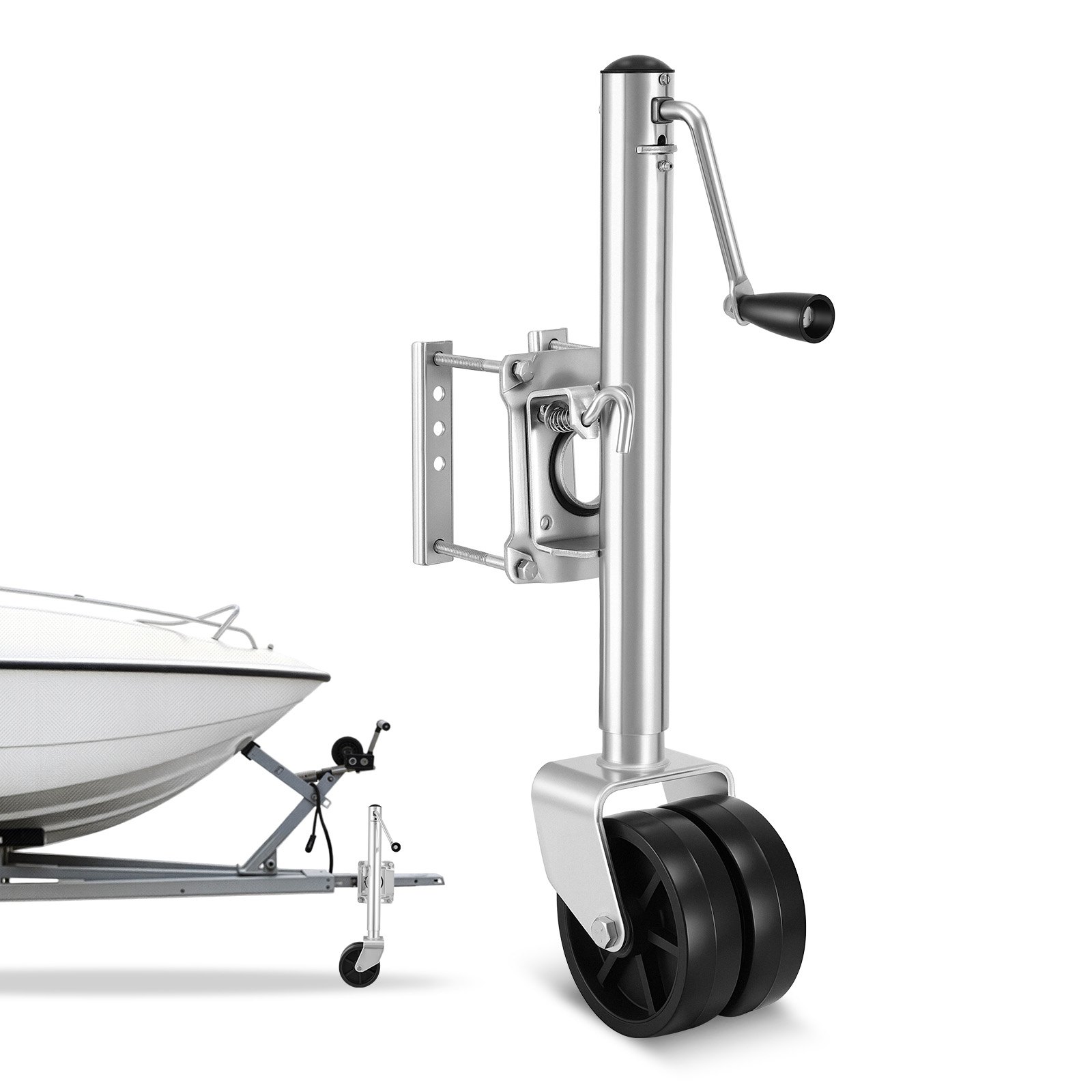 VEVOR Trailer Jack with Wheel, 907 kg Load Capacity, Heavy Duty Swivel Boat Trailer Jack with PP Dual Wheel & Ergonomic Handle, 381-685 mm Lift Range, Fit for RVs, Boats and Utility Trailers