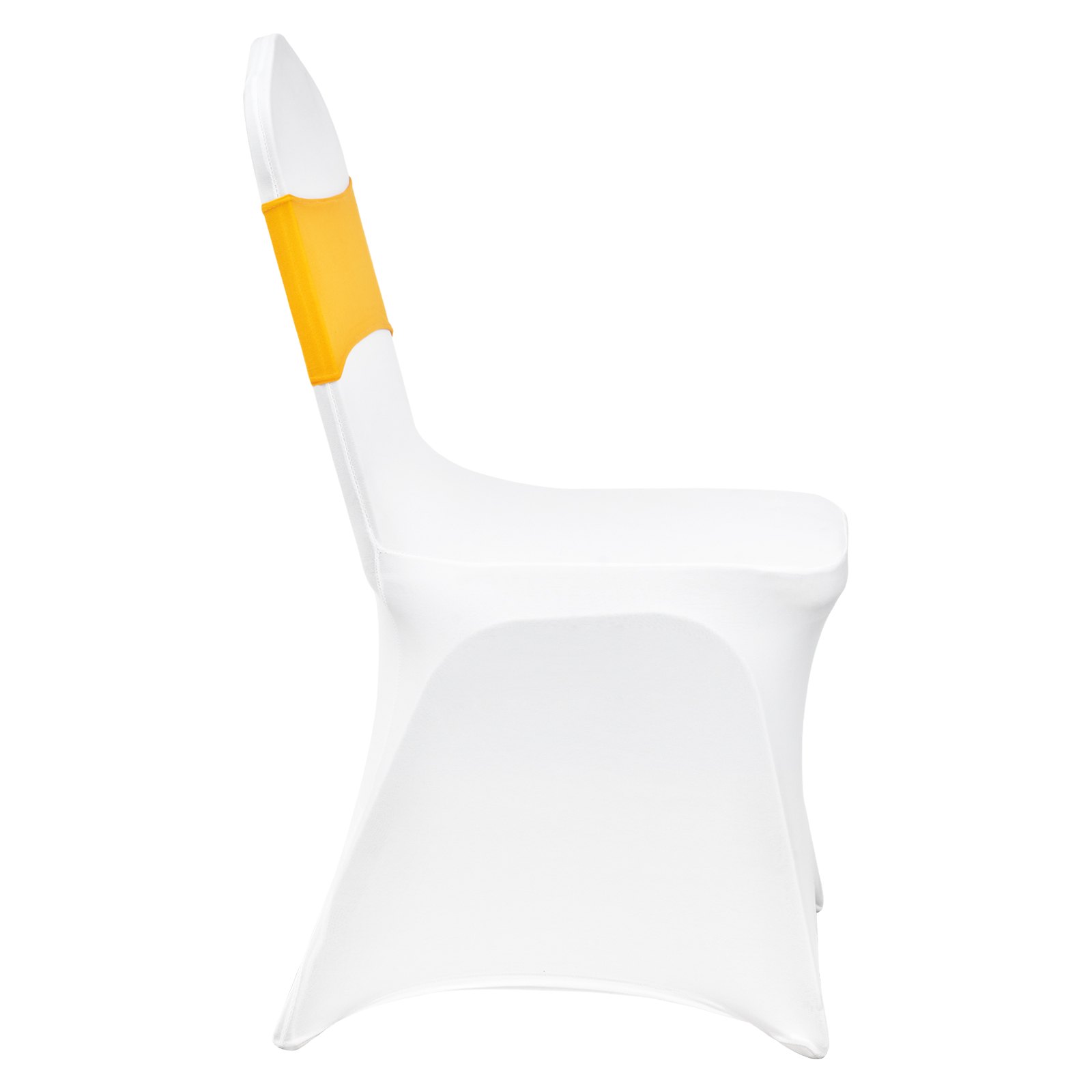 Pokrowce na krzesła składane VEVOR z elastycznego spandexu, uniwersalne, z szarfami, zdejmowane i nadające się do prania, na wesela, święta, do jadalni (opakowanie 50 sztuk w kolorze złotym i białym)