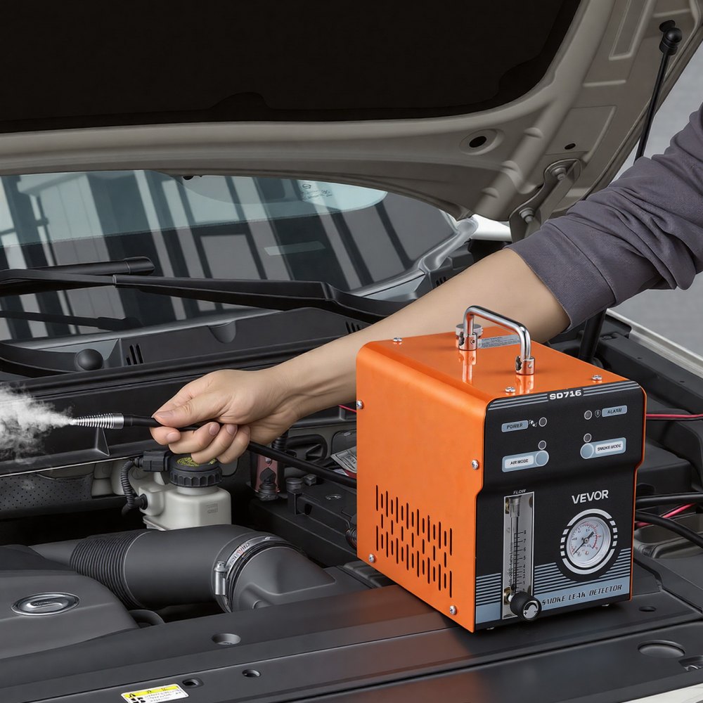 Generator dymu VEVOR EVAP, generator dymu samochodowego z pompą powietrza, przepływomierzem, manometrem, wykrywacz nieszczelności w samochodach, motocyklach i ciężarówkach, narzędzie diagnostyczne do wykrywania nieszczelności, generator dymu o ciśnieniu 1,6 bara, narzędzie do testowania szczelności