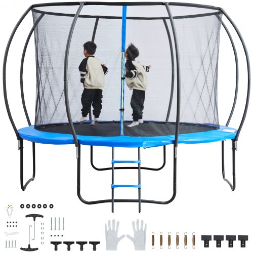 Trampolina ogrodowa VEVOR trampolina wysokość drabiny 86 cm, trampolina dla dzieci do użytku wewnątrz/na zewnątrz o udźwigu 150 kg, trampoliny siatka zabezpieczająca 360°, amortyzująca, trampoliny zewnętrzne dla dzieci i dorosłych