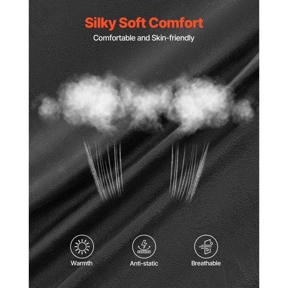 VEVOR Okrągły fotel-worek (1829 x 1829 x 508 mm) ze zdejmowanym i nadającym się do prania pokrowcem, wypełniony holenderskim aksamitem i pianką o wysokiej gęstości, sypialnia, kolor czarny