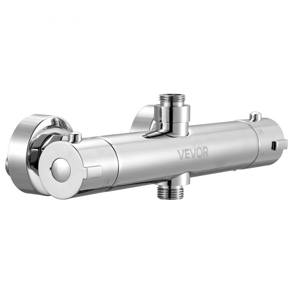VEVOR Thermostatic Shower Faucet Valve, 38℃ Secure Lock Thermostatic Mixing Valve, Hot Cold Water Showering Faucet Temperature Control Valves with Consistent Water Temperature for Bathroom, RV, Camper