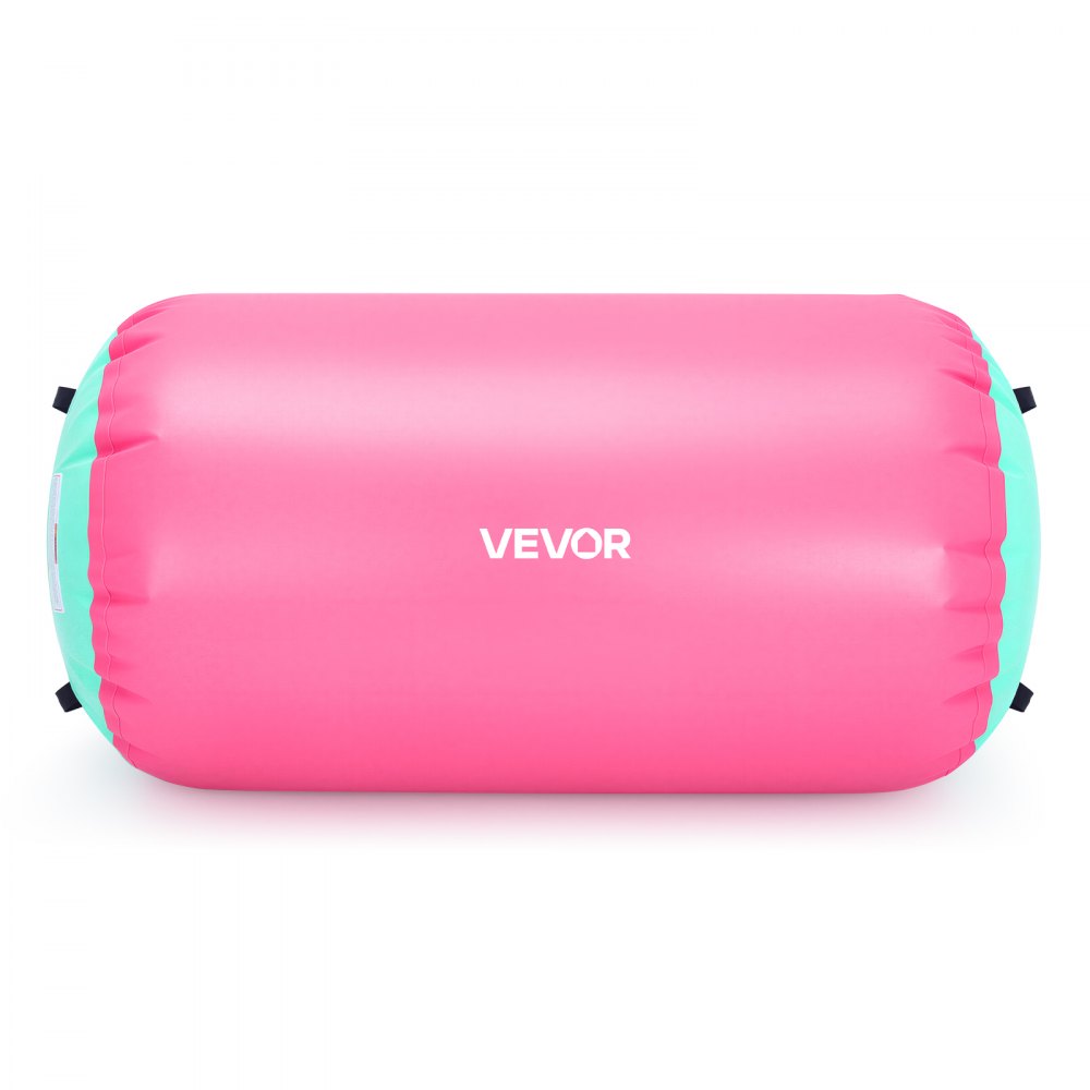 VEVOR Airtrack Roll, nadmuchiwany walec gimnastyczny z pompką, 120 x 75 cm, różowy, do siłowni, szkół, klubów i ogrodów, udźwig 200 kg, regulowane ciśnienie powietrza, silikonowe uchwyty, wąż i torba