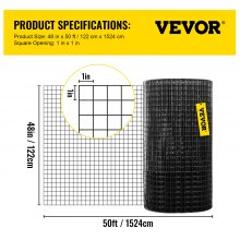 VEVOR Ogrodzenie z drutu spawanego Siatka z kurczaka i królika powlekana winylem 1 "x 1" 16 Gauge 48 "x 60