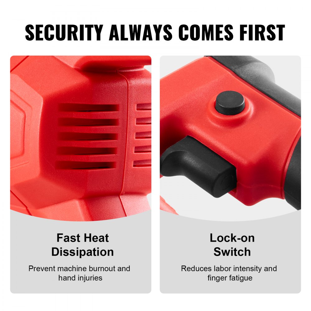 VEVOR Ręczny wibrator do betonu, wibrator elektryczny o mocy 800 W i prędkości 4000 obr./min, elektryczne narzędzie wibracyjne do betonu z prętem wału o długości 1,5 m, przenośny wibrator ołówkowy do usuwania pęcherzyków powietrza i mieszania betonu